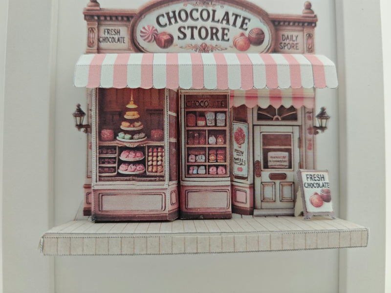 Chocolate Store Pop-Up Frame Template – DIY Miniature Scenery (Digital Download)