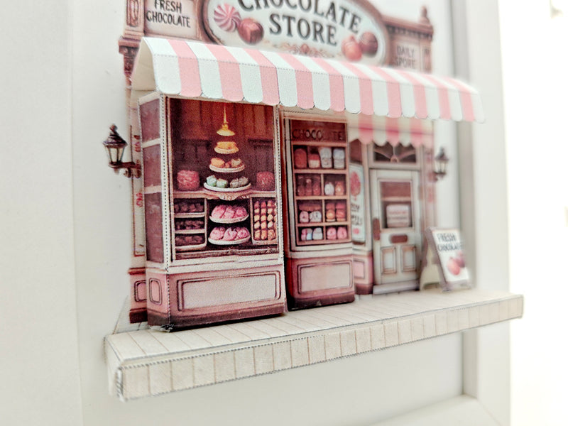 Chocolate Store Pop-Up Frame Template – DIY Miniature Scenery (Digital Download)