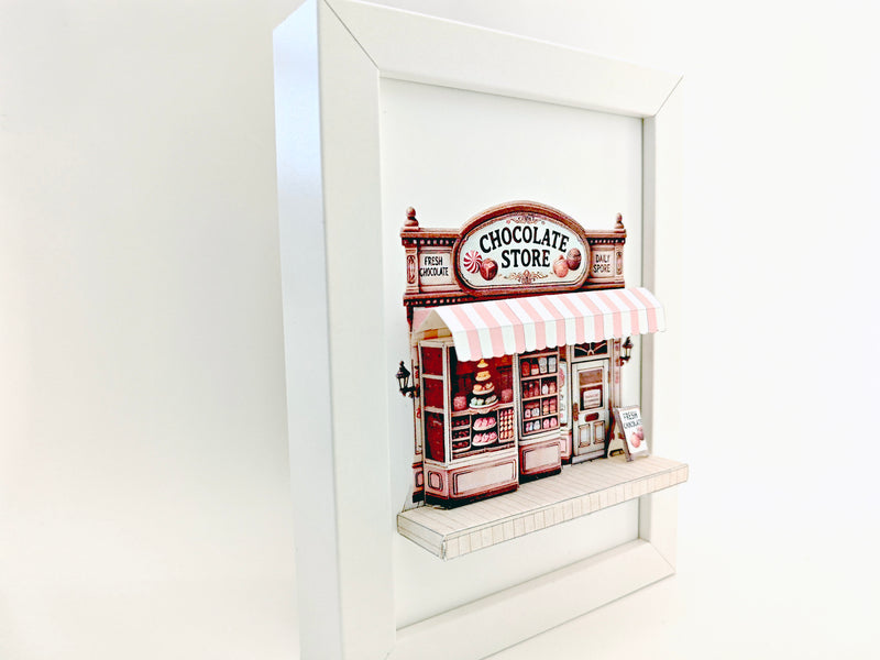 Chocolate Store Pop-Up Frame Template – DIY Miniature Scenery (Digital Download)