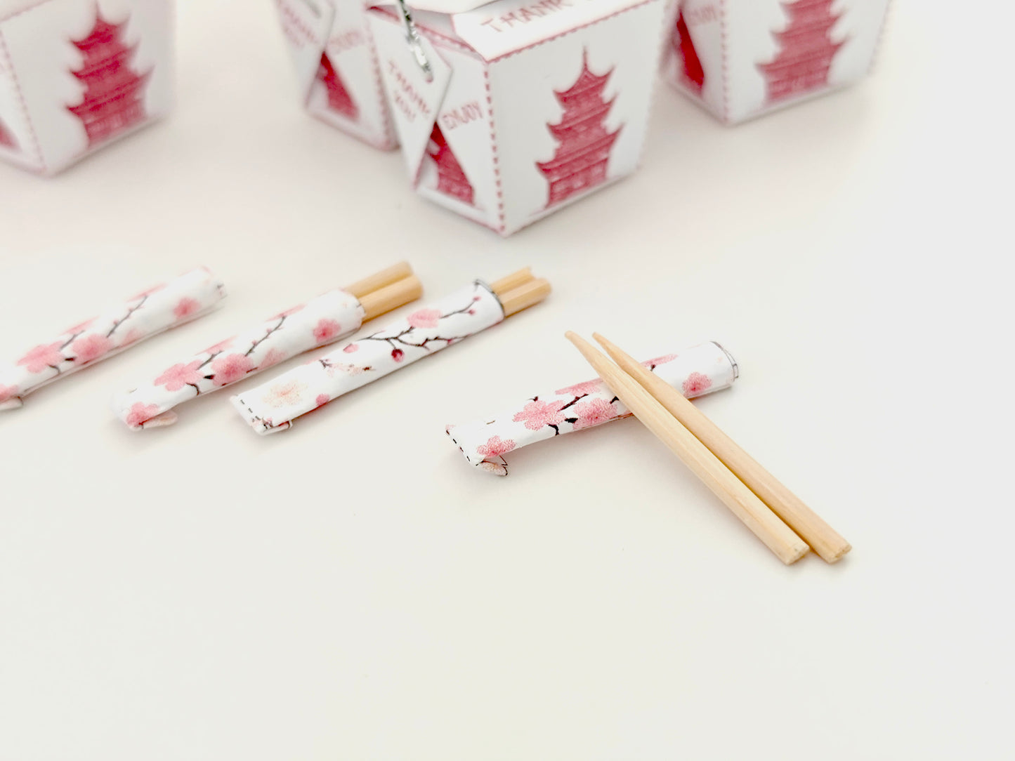 3 styles Chinese noodle boxes and chopsticks, 1:6 scale, Printable Dollhouse miniature template, diorama