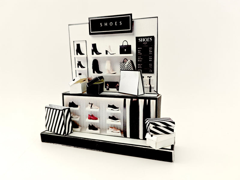  Perfect for marking any occasion, this printable template brings creative 3D design to life in the form of a charming Shoes shop miniature pop-up frame. 