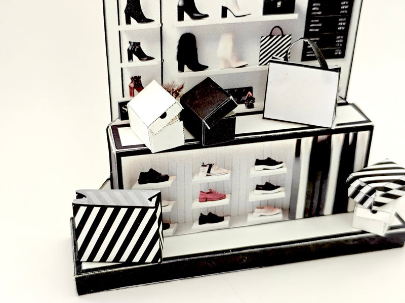  Perfect for marking any occasion, this printable template brings creative 3D design to life in the form of a charming Shoes shop miniature pop-up frame. 