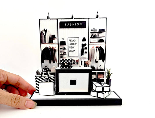 - Fashion Shop 3D stand- DIY miniature scenery kit, instant download template, gift, miniature models, Present, paper bag,