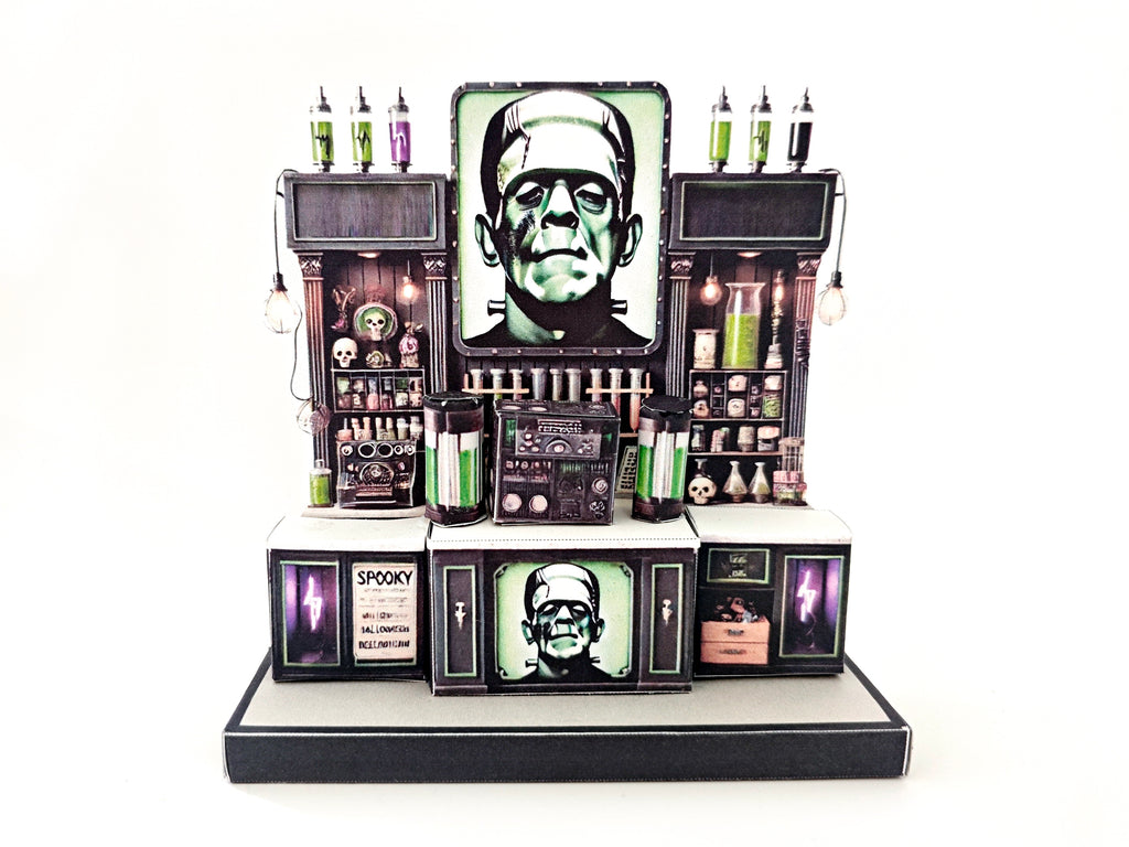 - Frankenstein 3D stand- DIY Halloween decoration, scientists, miniature kit, instant download template, gift, miniature models, Present