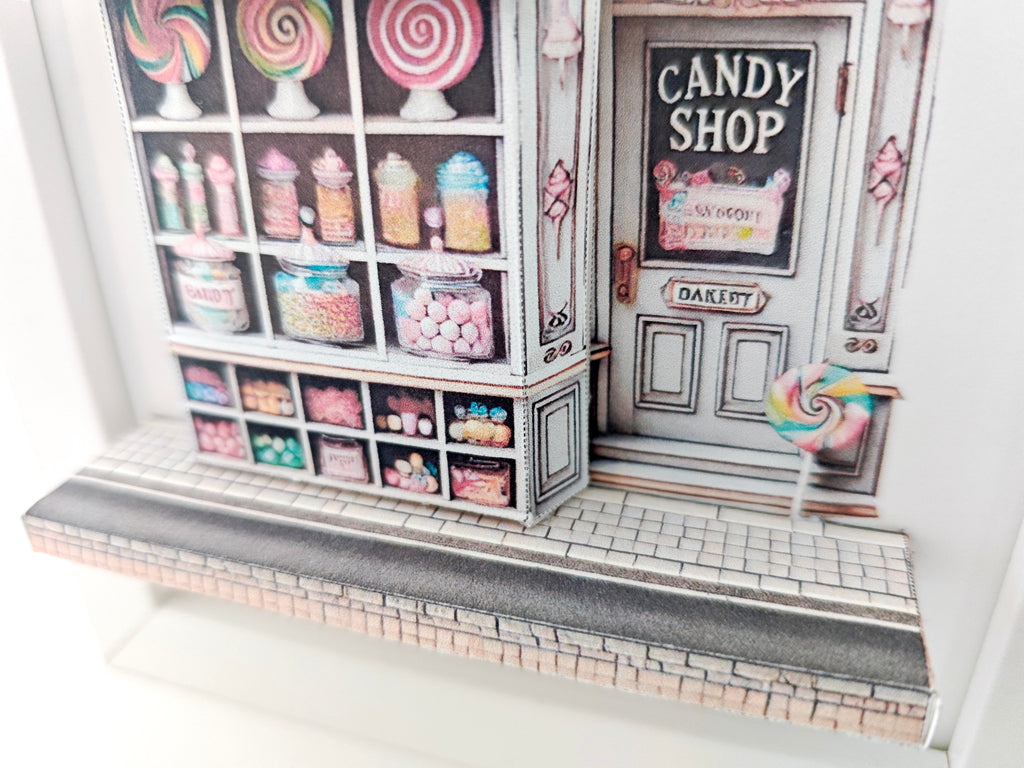 *FRER DOWNLOAD*5x7"- Candy shop pop-up frame, candy shop, cotton candy, DIY miniature scenery kit, shadow box gift, mini shop, mini city, street scenes