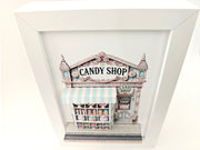 *FRER DOWNLOAD*5x7"- Candy shop pop-up frame, candy shop, cotton candy, DIY miniature scenery kit, shadow box gift, mini shop, mini city, street scenes