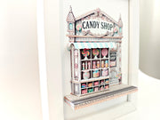 *FRER DOWNLOAD*5x7"- Candy shop pop-up frame, candy shop, cotton candy, DIY miniature scenery kit, shadow box gift, mini shop, mini city, street scenes