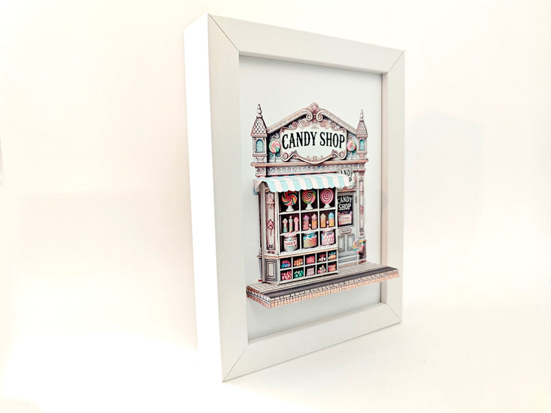 *FRER DOWNLOAD*5x7"- Candy shop pop-up frame, candy shop, cotton candy, DIY miniature scenery kit, shadow box gift, mini shop, mini city, street scenes