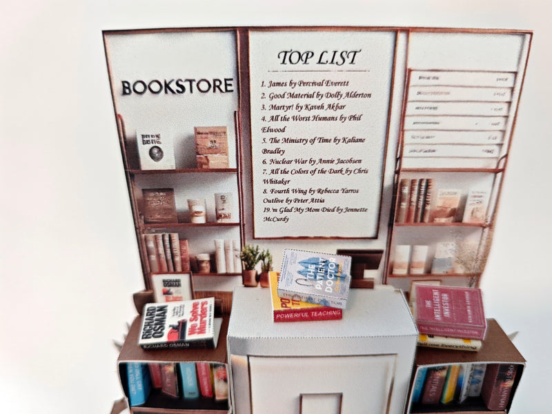 Pick Scene Book Store stand DIY miniature scenery kit, bookcase, books, library, mini shop, book covers,