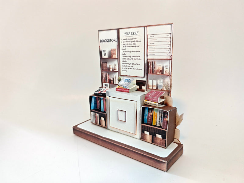 Pick Scene Book Store stand DIY miniature scenery kit, bookcase, books, library, mini shop, book covers,