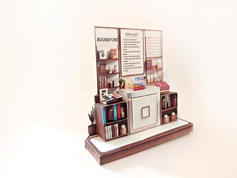 Pick Scene Book Store stand DIY miniature scenery kit, bookcase, books, library, mini shop, book covers,