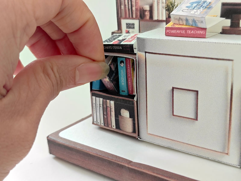 Pick Scene Book Store stand DIY miniature scenery kit, bookcase, books, library, mini shop, book covers,