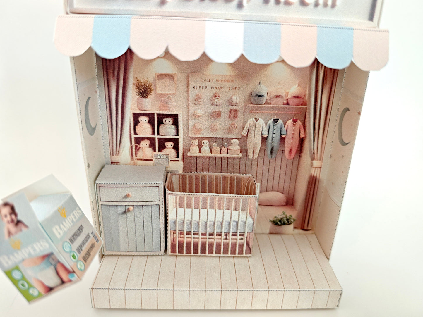 - Baby Sleep Room -cute room, babies, infants, baby bed, drawer, baby sleep scene, diaper, affordable doll house miniature kit