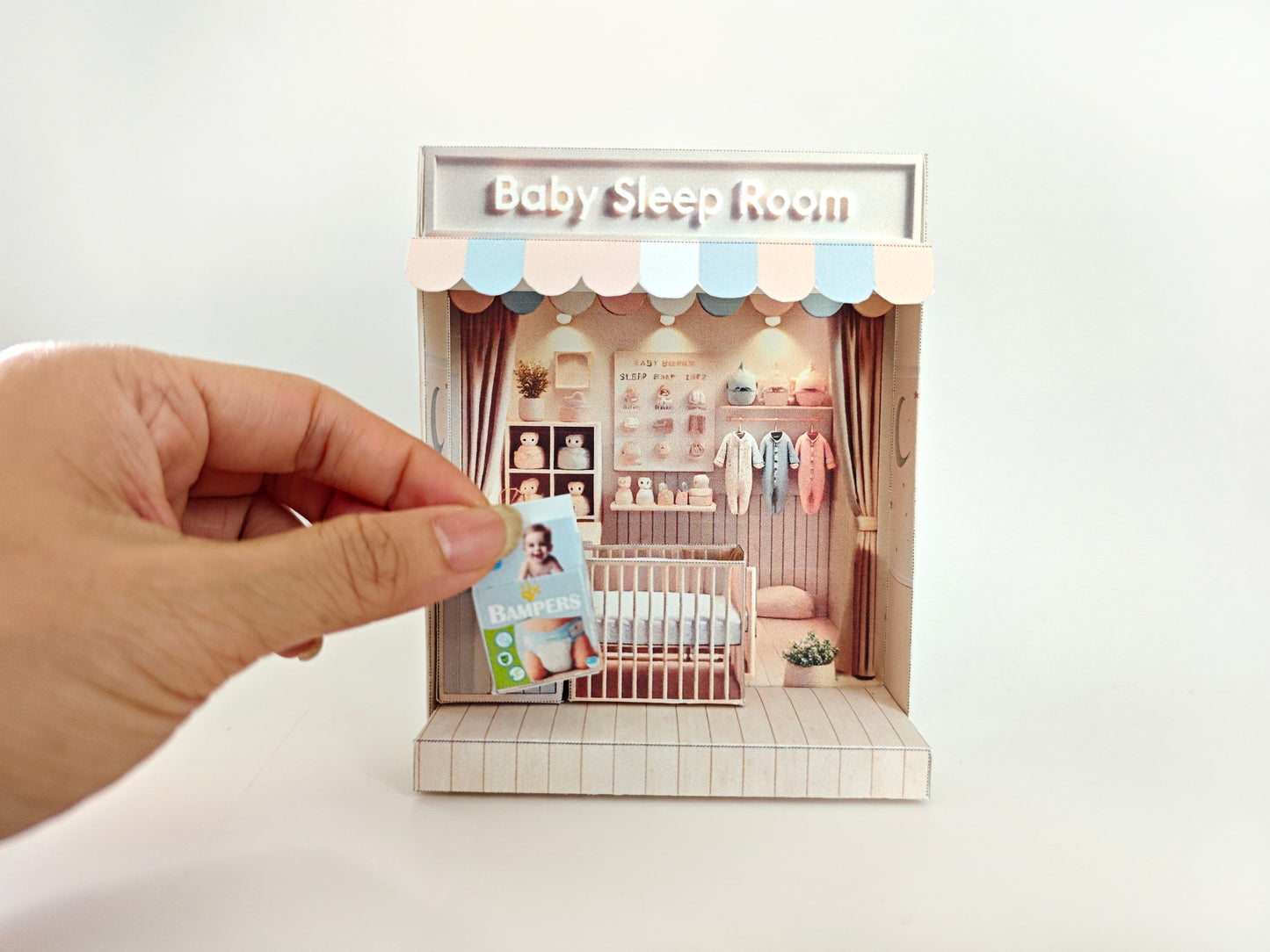 - Baby Sleep Room -cute room, babies, infants, baby bed, drawer, baby sleep scene, diaper, affordable doll house miniature kit