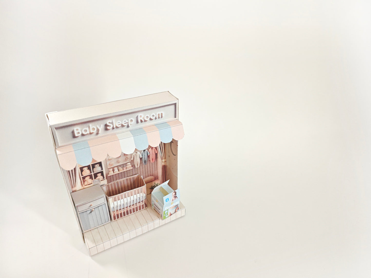 - Baby Sleep Room -cute room, babies, infants, baby bed, drawer, baby sleep scene, diaper, affordable doll house miniature kit