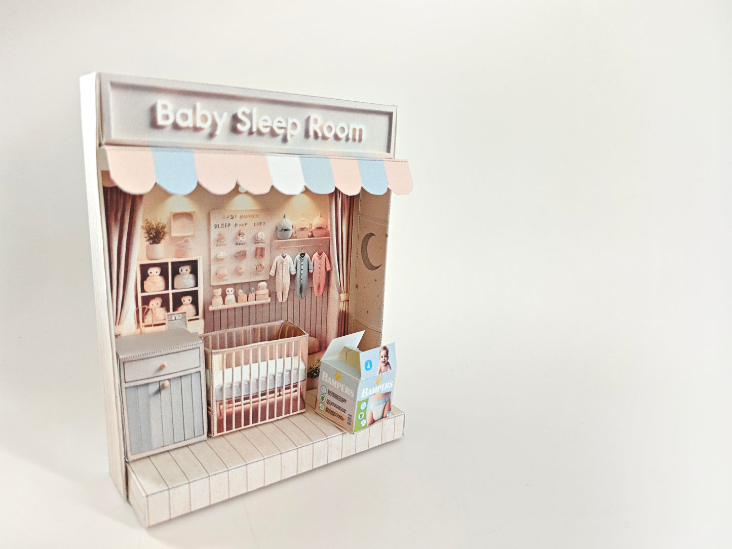 - Baby Sleep Room -cute room, babies, infants, baby bed, drawer, baby sleep scene, diaper, affordable doll house miniature kit