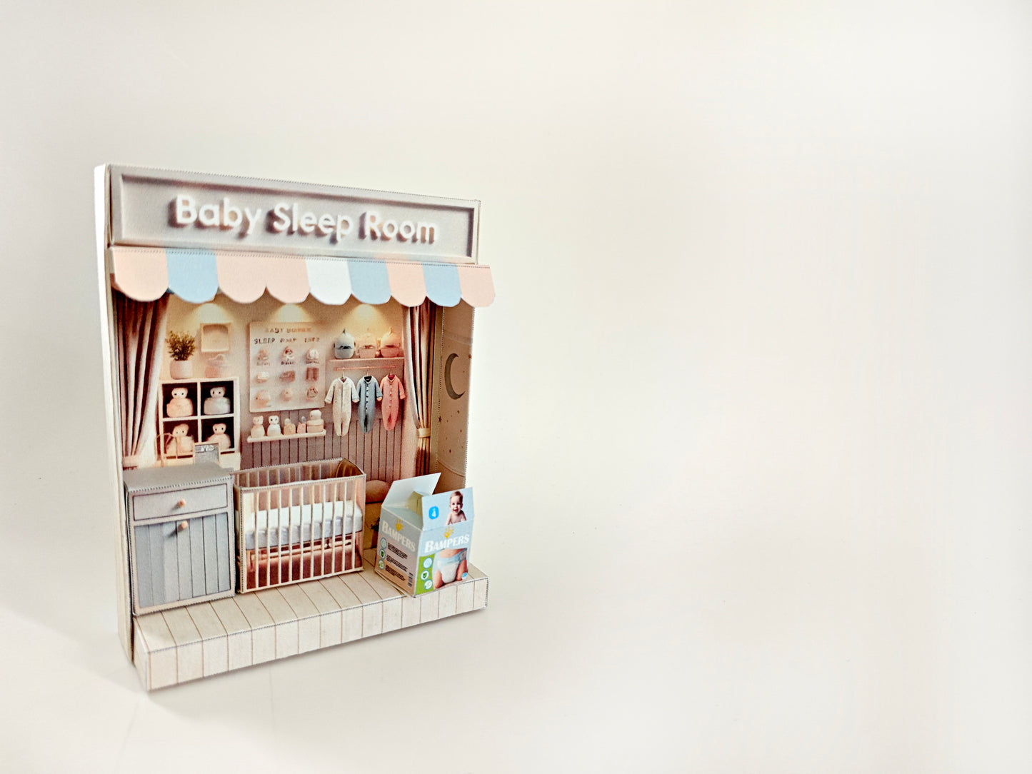 - Baby Sleep Room -cute room, babies, infants, baby bed, drawer, baby sleep scene, diaper, affordable doll house miniature kit