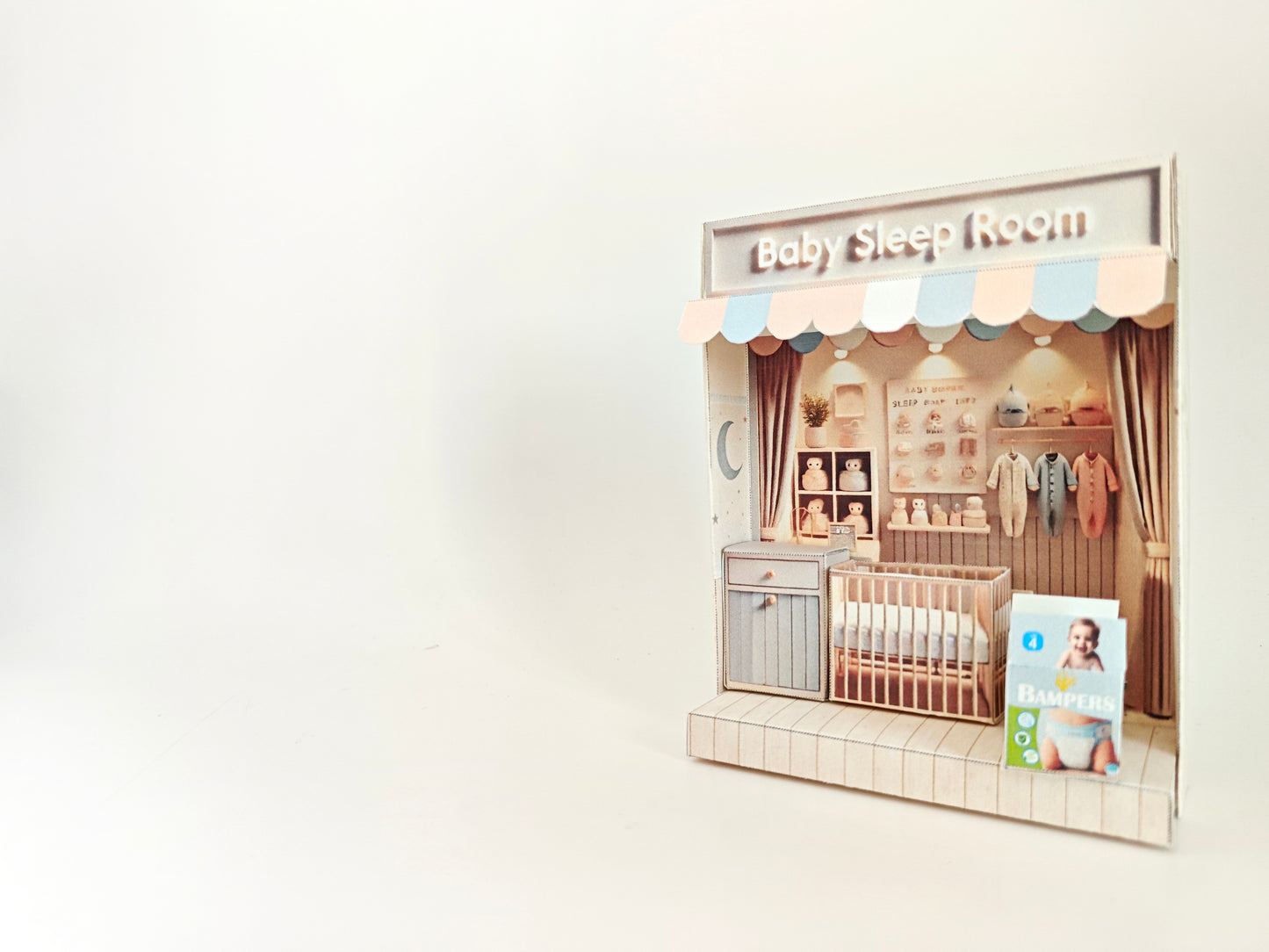 - Baby Sleep Room -cute room, babies, infants, baby bed, drawer, baby sleep scene, diaper, affordable doll house miniature kit