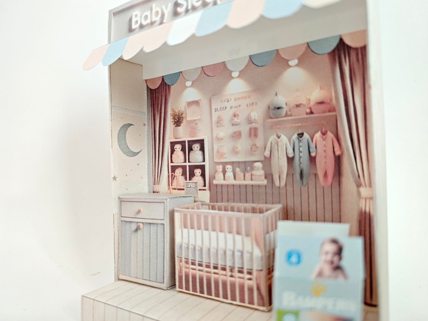 - Baby Sleep Room -cute room, babies, infants, baby bed, drawer, baby sleep scene, diaper, affordable doll house miniature kit