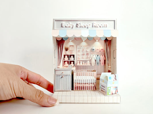 - Baby Sleep Room -cute room, babies, infants, baby bed, drawer, baby sleep scene, diaper, affordable doll house miniature kit