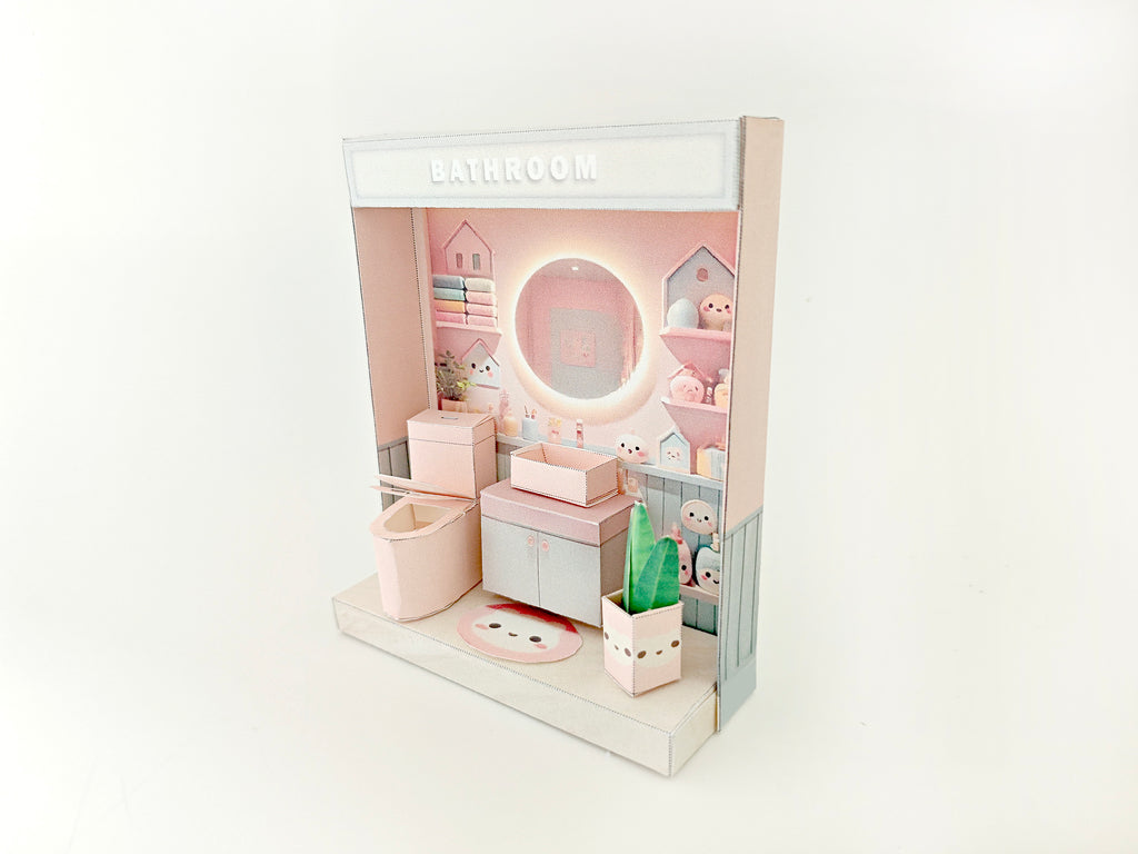 Whether as a decorative piece or a heartfelt gift, this customizable template allows you to create an adorable bathroom in miniature form. Perfect for any occasion, this DIY kit brings the charm of a cozy bathroom to life with intricate details. Download, assemble, and personalize this miniature house kit for those who appreciate the soothing and refreshing atmosphere of a well-designed bathroom.