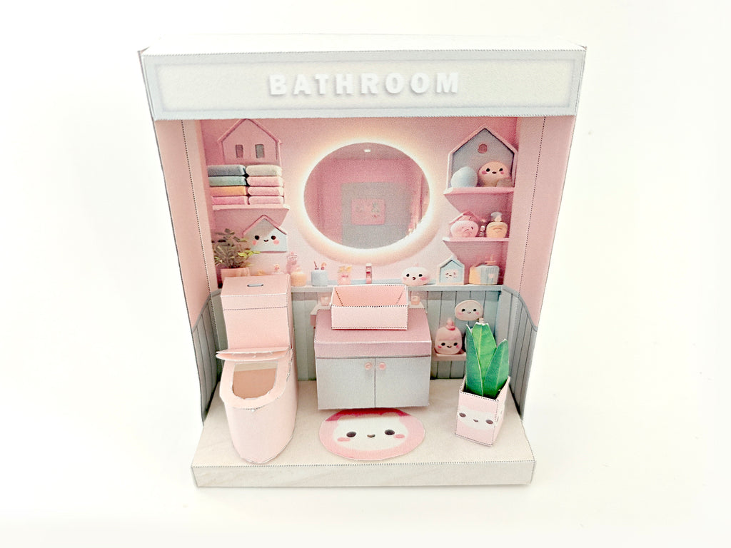Whether as a decorative piece or a heartfelt gift, this customizable template allows you to create an adorable bathroom in miniature form. Perfect for any occasion, this DIY kit brings the charm of a cozy bathroom to life with intricate details. Download, assemble, and personalize this miniature house kit for those who appreciate the soothing and refreshing atmosphere of a well-designed bathroom.