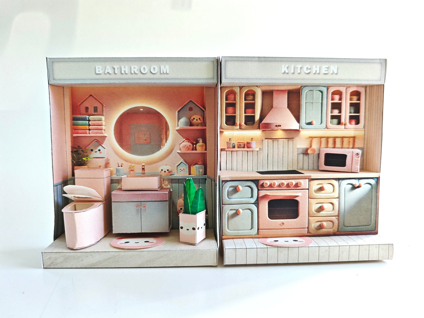 - Pick Scene Pink Kitchen -cute room, microwave,  Kitchen interior