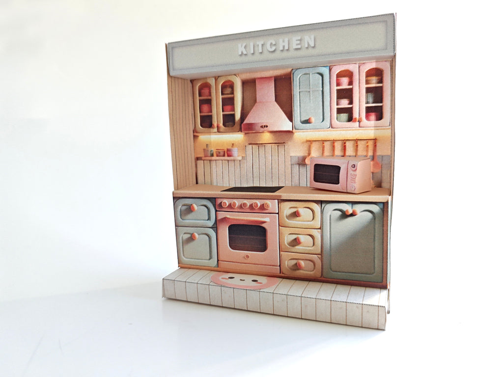 Pick Scene Pink Kitchen - pickscene apartment, pickscene room, microwave,  Kitchen interior, 3 inches doll