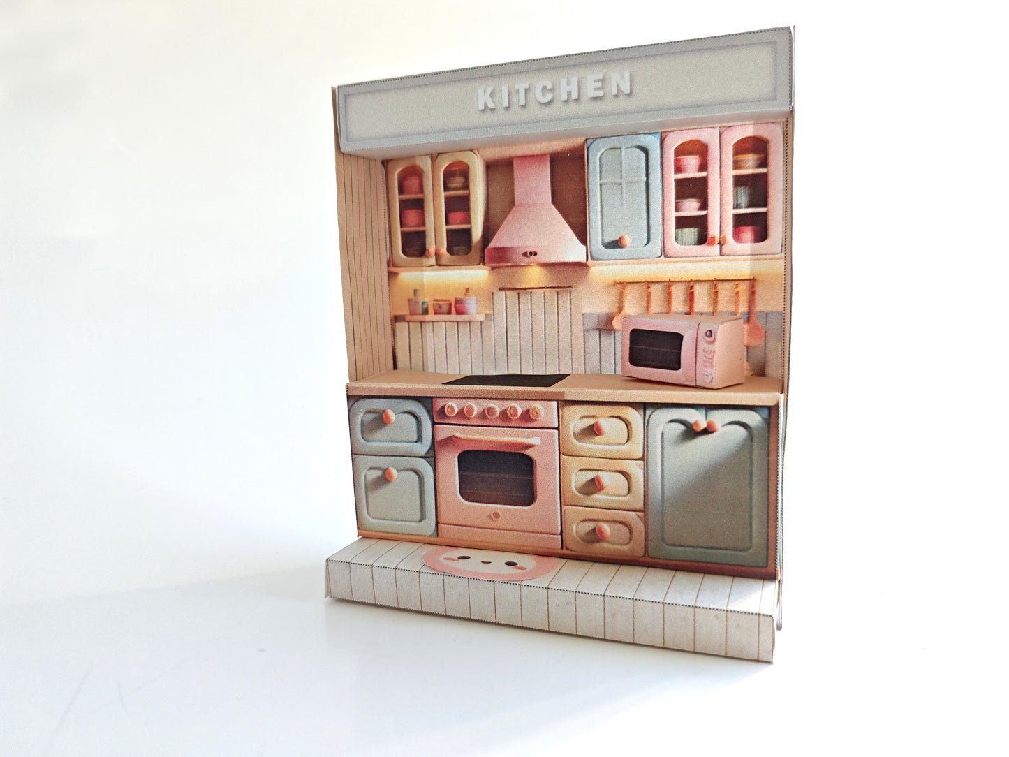 - Pick Scene Pink Kitchen -cute room, microwave,  Kitchen interior