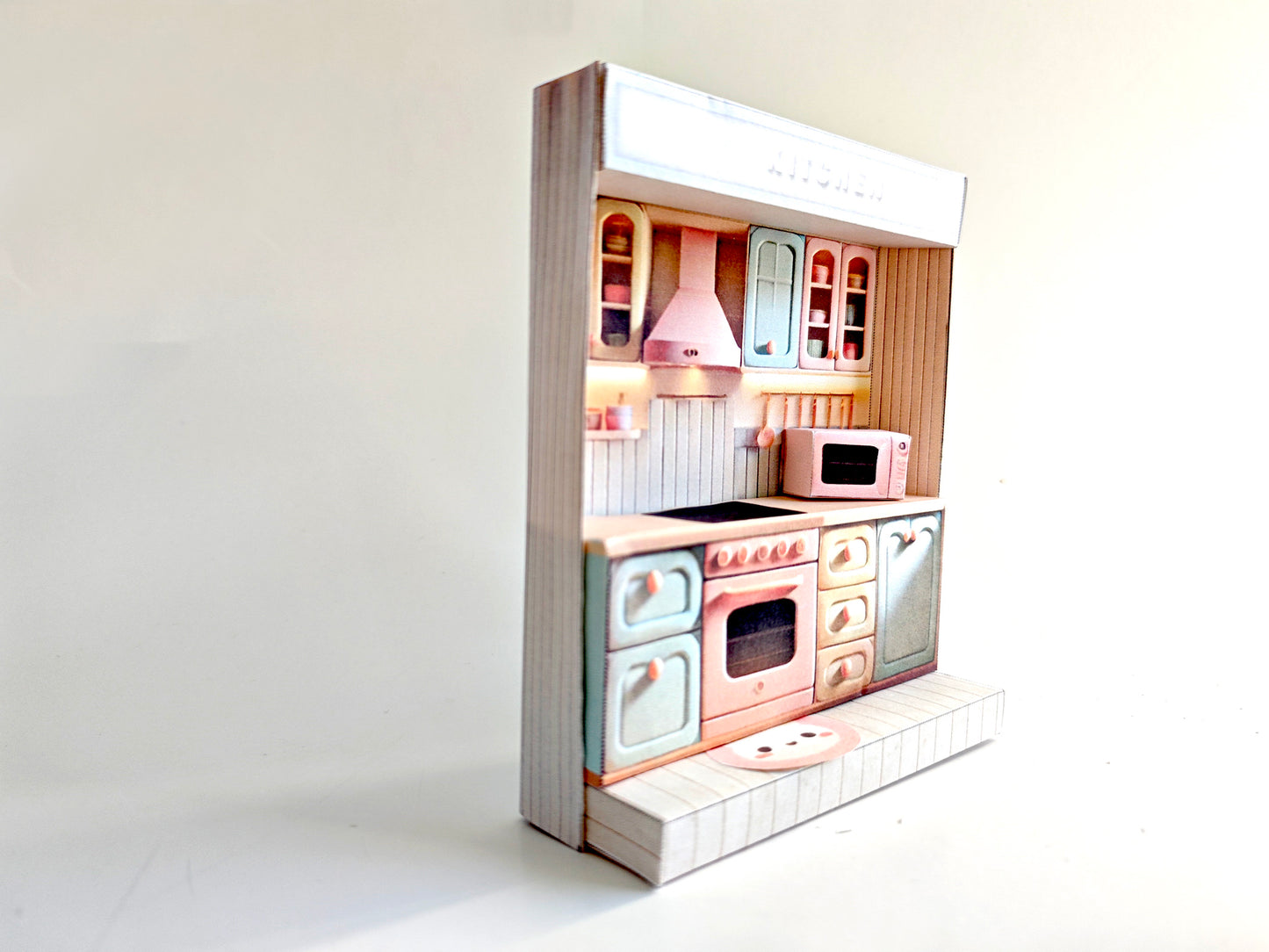 - Pick Scene Pink Kitchen -cute room, microwave,  Kitchen interior