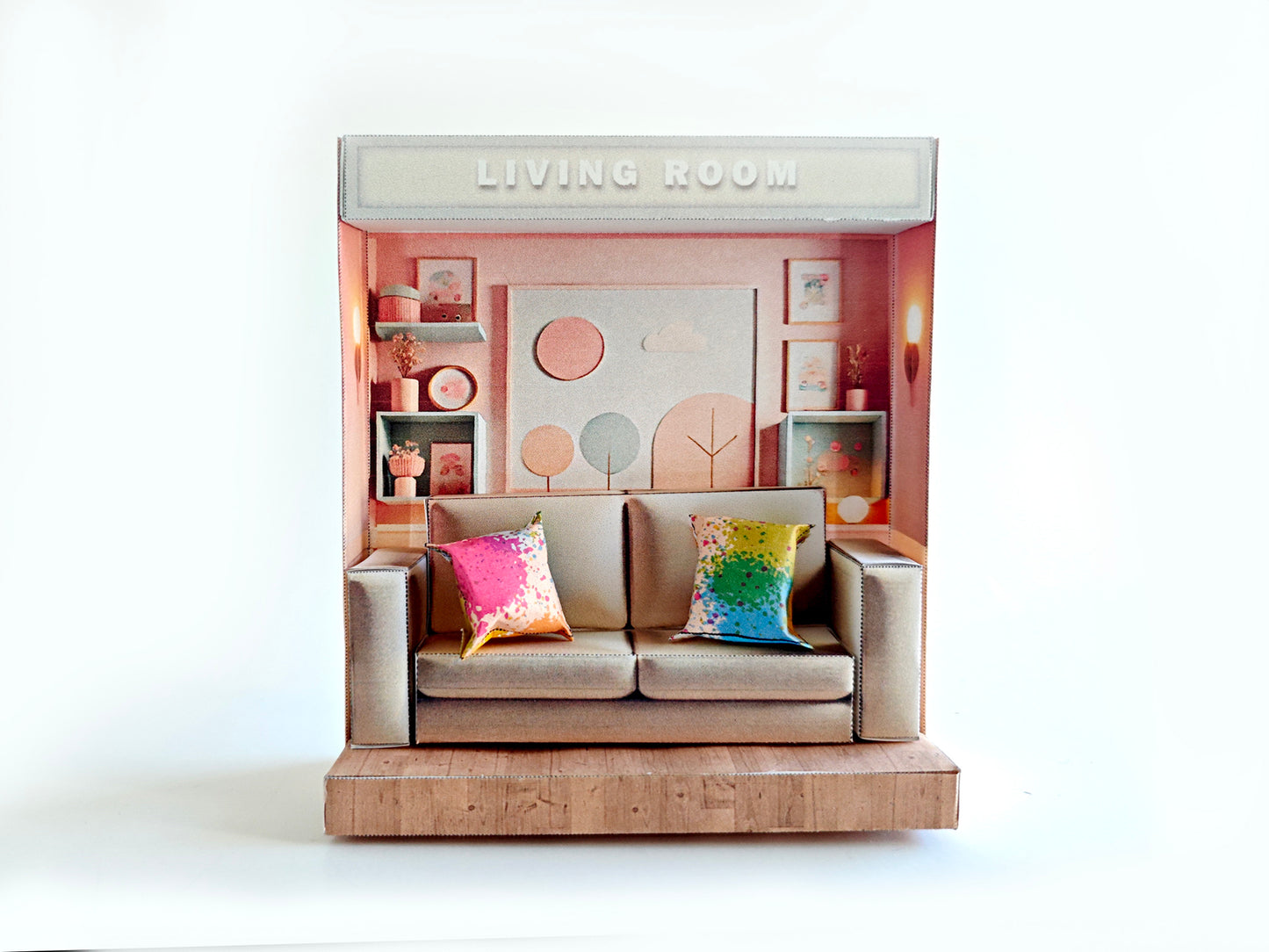 - Pick Scene Pink Living Room -cute room, mini Sofa and couch, affordable doll house miniature kit