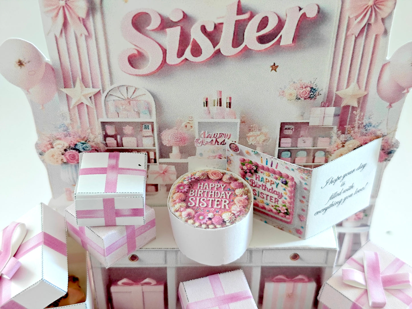 - Pick Scene Sister birthday stand - DIY miniature kit, birthday presents, cards