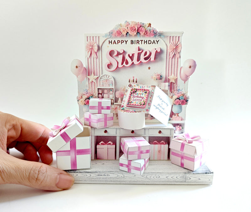 Sister Birthday Miniature Stand: DIY Printable Gift (PDF Pattern)