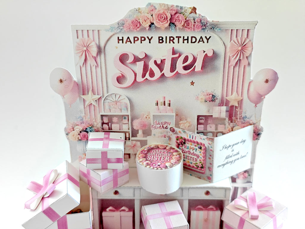 - Pick Scene Sister birthday stand - DIY miniature kit, birthday presents, cards