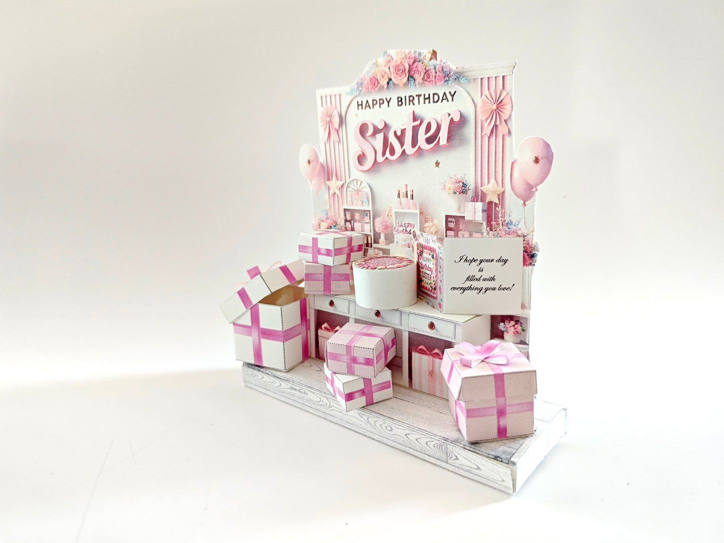 - Pick Scene Sister birthday stand - DIY miniature kit, birthday presents, cards