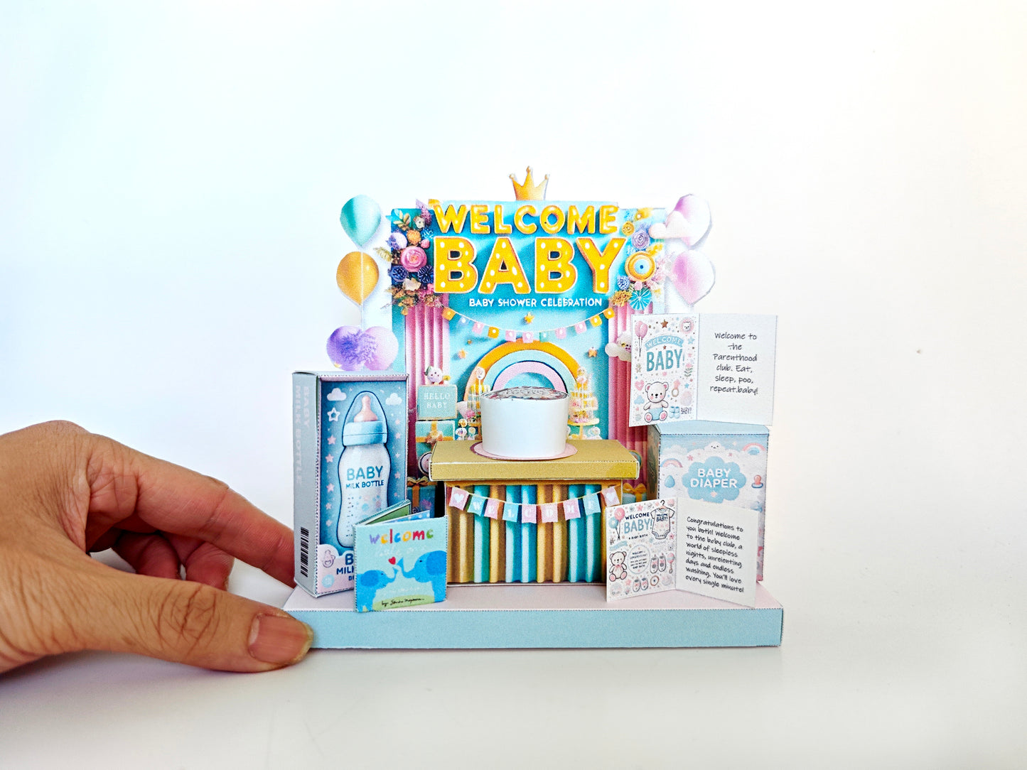 - Baby Shower Welcome stand - presents, cards, bags, DIY present to family, holiday card, gift idea,  milk bottle, diaper