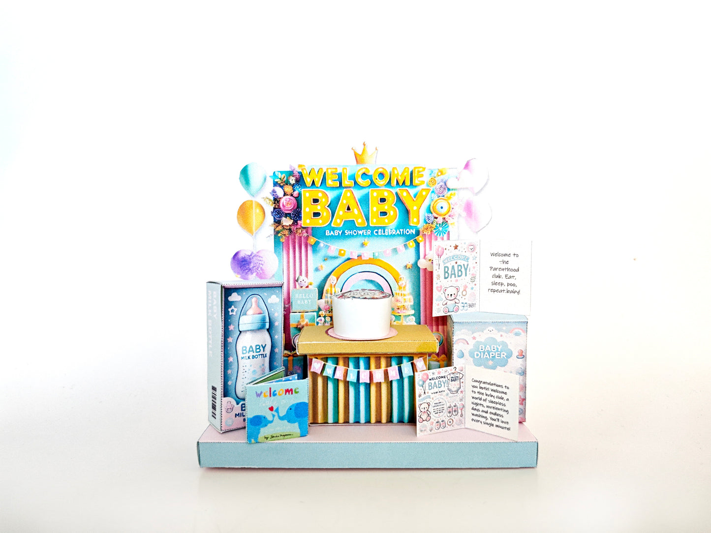 - Baby Shower Welcome stand - presents, cards, bags, DIY present to family, holiday card, gift idea,  milk bottle, diaper