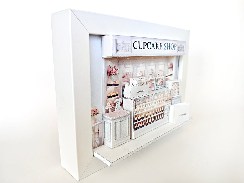 5x7"CupCake Shop pop-up frame, mini cake, cake shop, DIY miniature, instant download template, shadow box gift