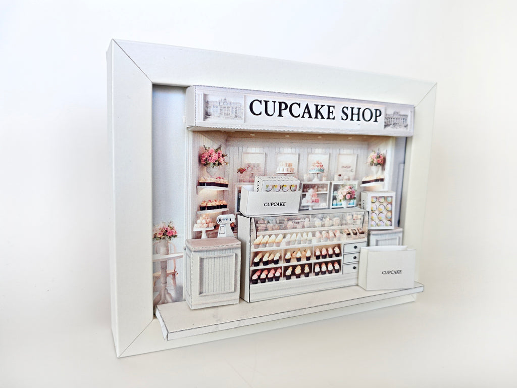 5x7"CupCake Shop pop-up frame, mini cake, cake shop, DIY miniature, instant download template, shadow box gift