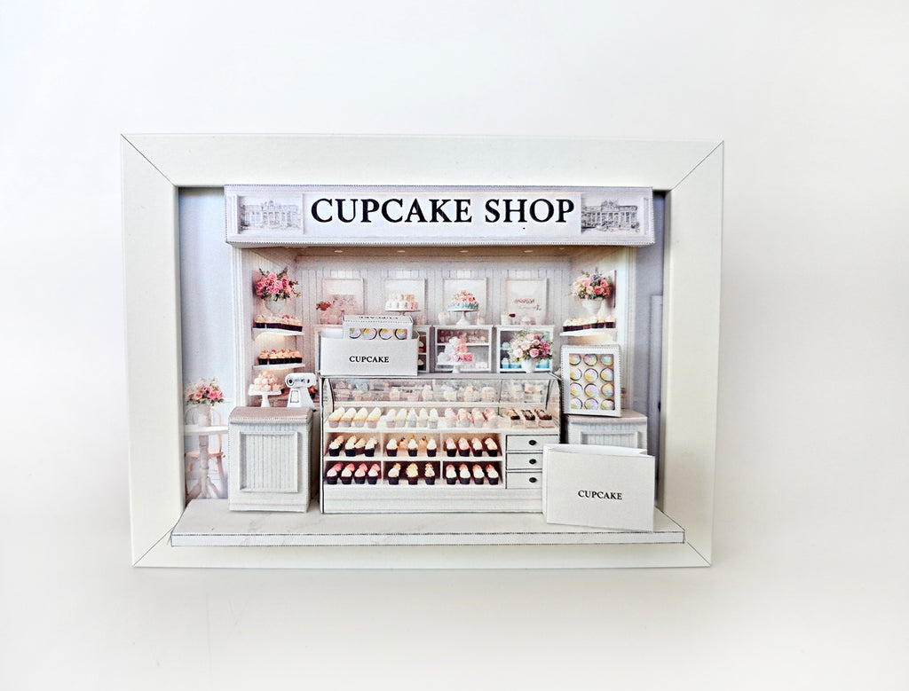 5x7"CupCake Shop pop-up frame, mini cake, cake shop, DIY miniature, instant download template, shadow box gift