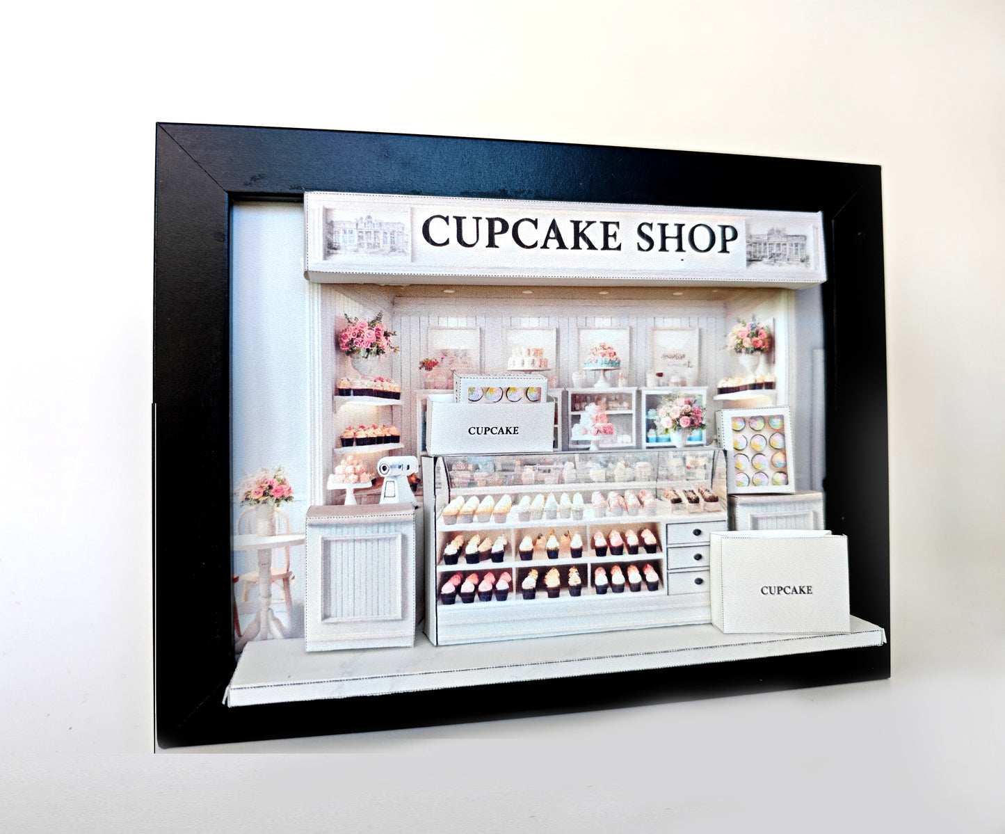 5x7"- CupCake Shop pop-up frame, mini cake, cake shop, DIY miniature, instant download template, shadow box gift