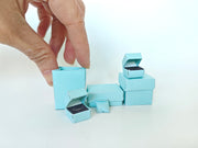 1:6 Sea Blue jewelry boxes and bags, for dollhouse and department store, 6 items, necklace, ring, engage, marry, yearly ornament