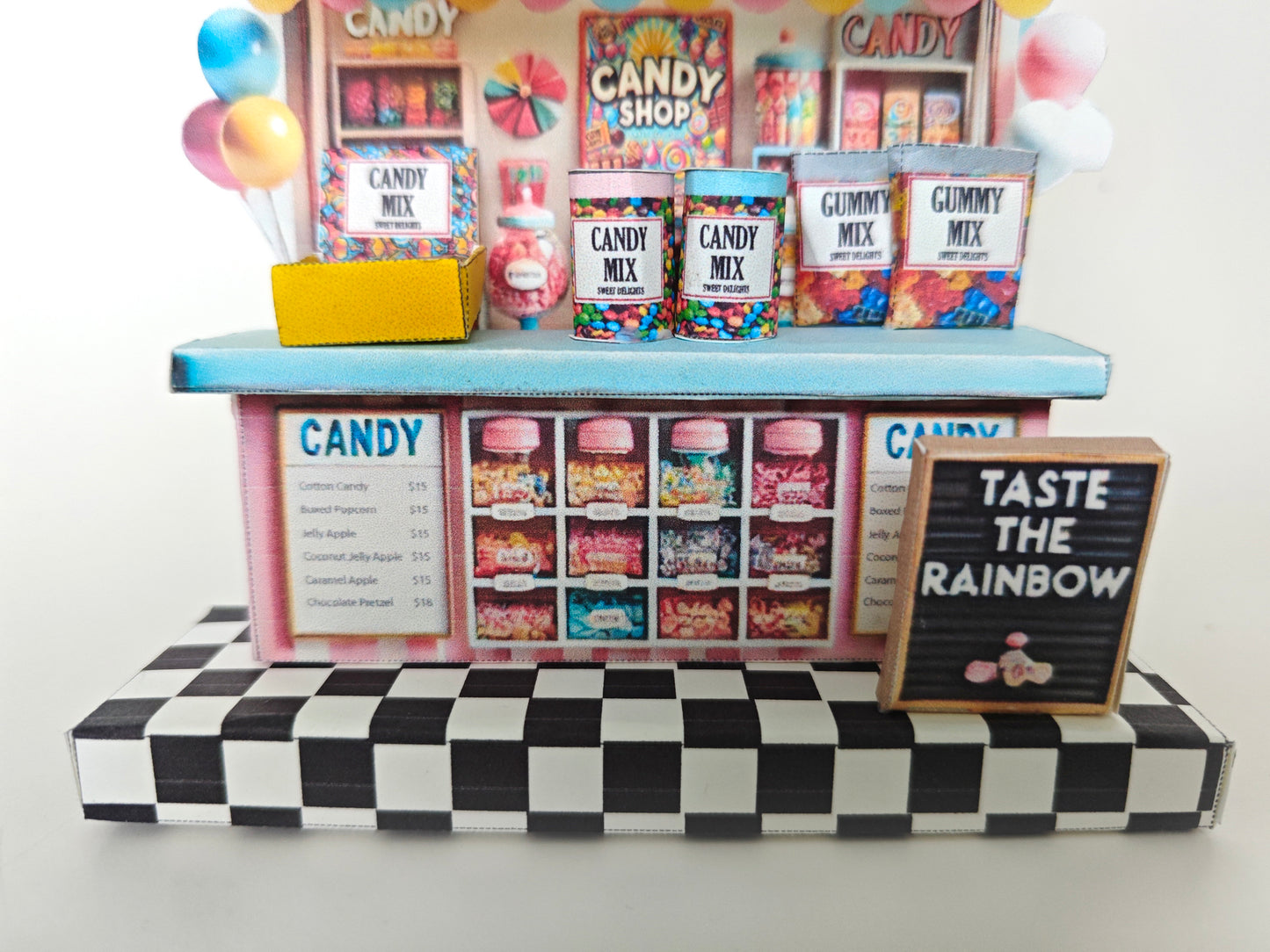 - PickScene colorful Candy Shop- DIY miniature scenery kit, instant download template, gift, miniature candy jar, candy box, gummy mix