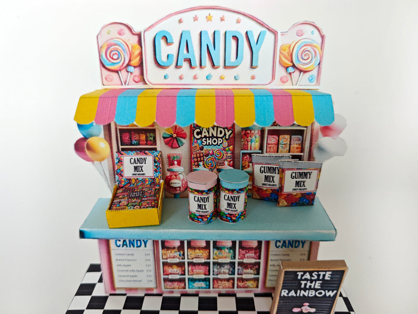 - PickScene colorful Candy Shop- DIY miniature scenery kit, instant download template, gift, miniature candy jar, candy box, gummy mix