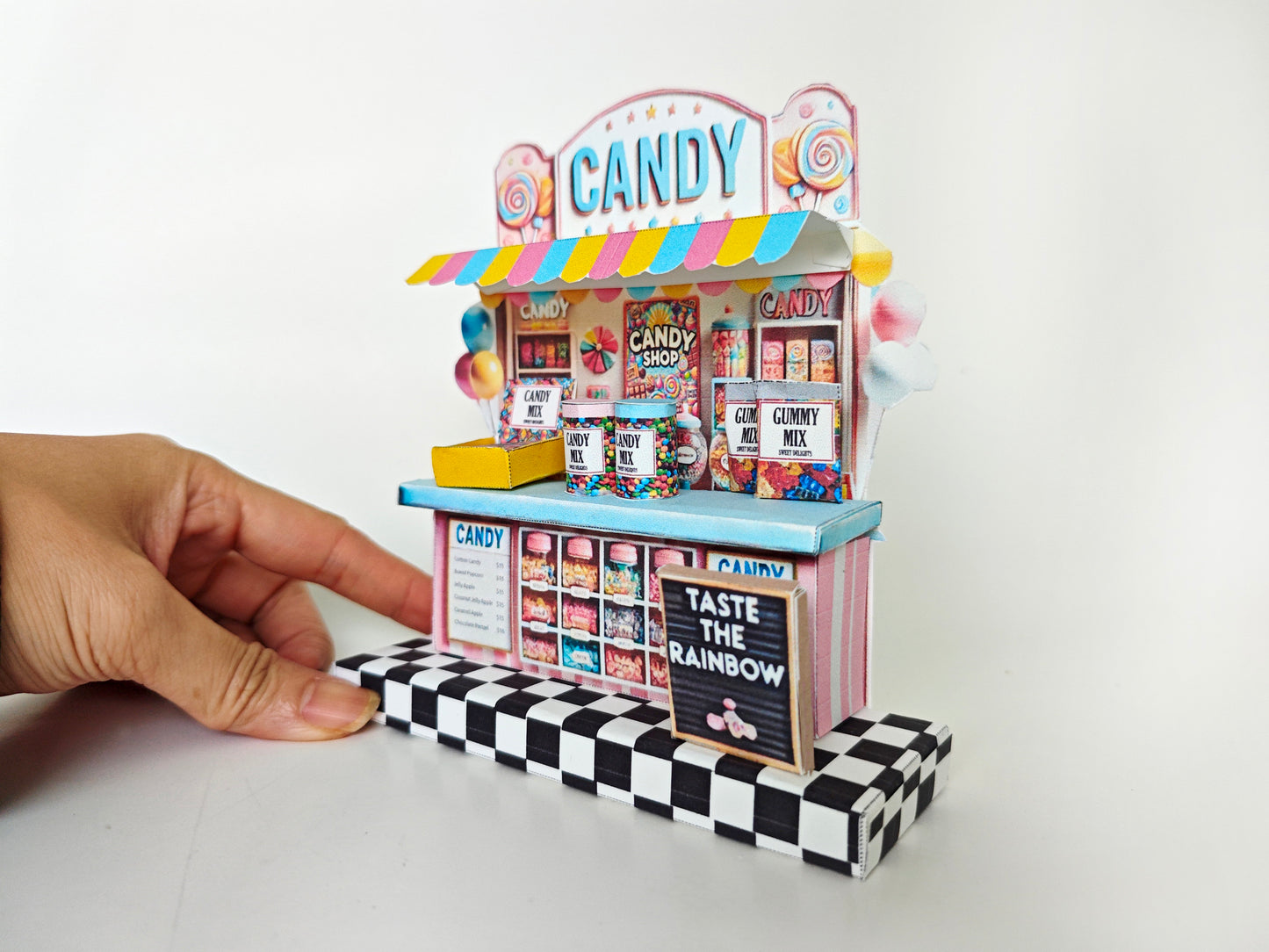 - PickScene colorful Candy Shop- DIY miniature scenery kit, instant download template, gift, miniature candy jar, candy box, gummy mix