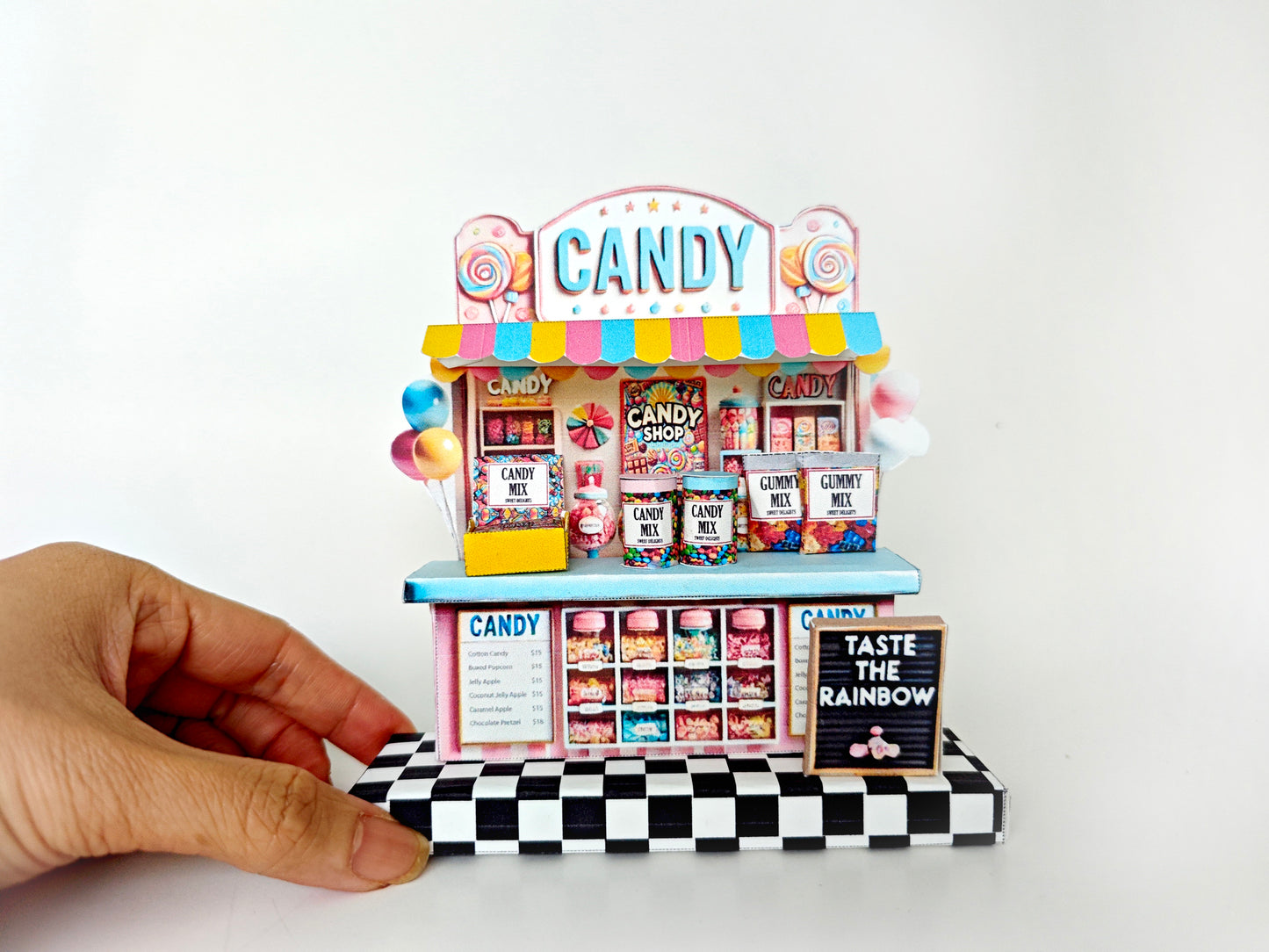 - PickScene colorful Candy Shop- DIY miniature scenery kit, instant download template, gift, miniature candy jar, candy box, gummy mix