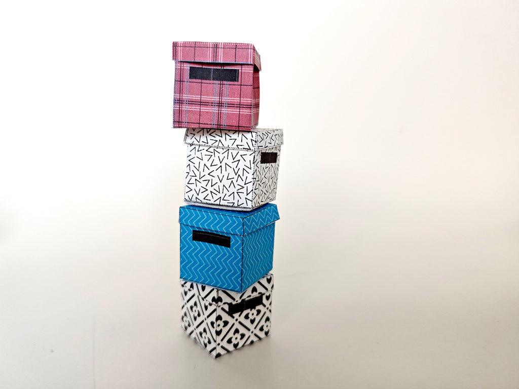 1:12 Square organization boxes 4 items in different color, easy fold