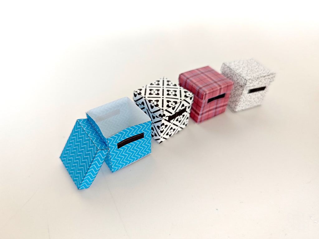 1:12 Square organization boxes 4 items in different color, easy fold