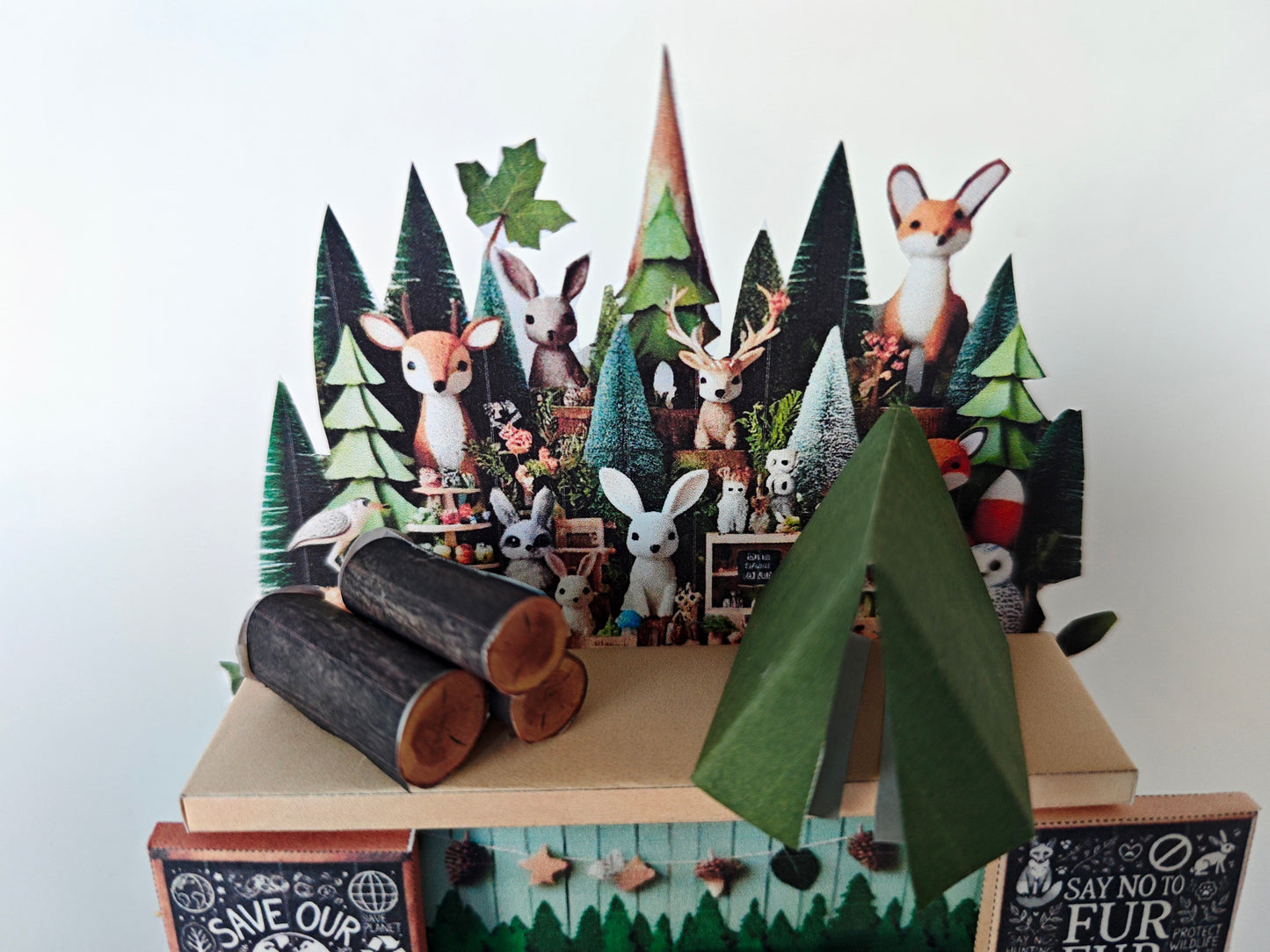 - Pick Scene Woodland - Natural forest, Animals, Tent, camping, Wood, Miniature Kit. children project, diorama