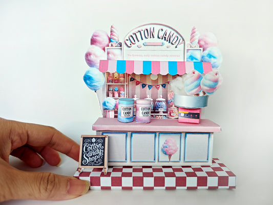 PickScene Pinky Cotton Candy Shop- DIY miniature scenery kit, instant download template, gift, miniature